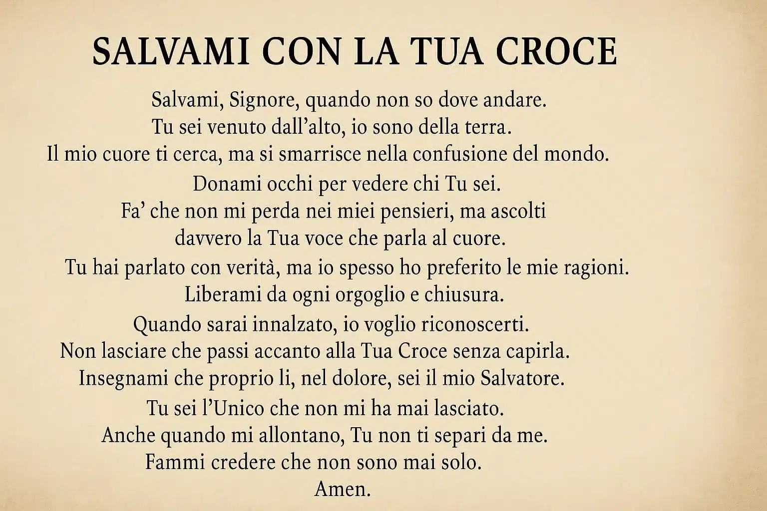 Preghiera del Giorno – Salvami con la Tua Croce - Preghiera Cristiana
