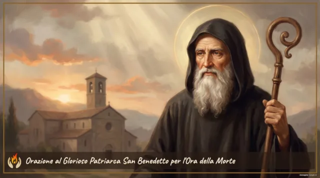 Orazione al Glorioso Patriarca San Benedetto per l'Ora della Morte Orazione al Glorioso Patriarca San Benedetto per l'Ora della Morte