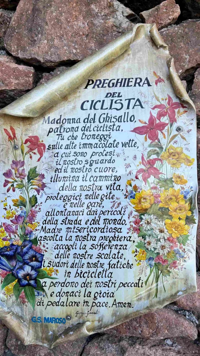 Preghiera del ciclista dedicata alla Madonna del Ghisallo Preghiera del ciclista dedicata alla Madonna del Ghisallo