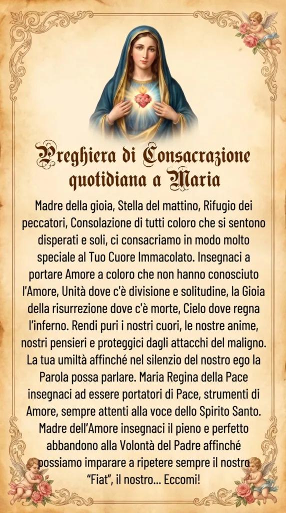 Immagine con testo della preghiera.