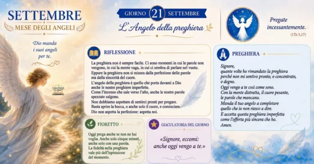 21 settembre- L'Angelo della preghiera 21 settembre: L'Angelo della preghiera