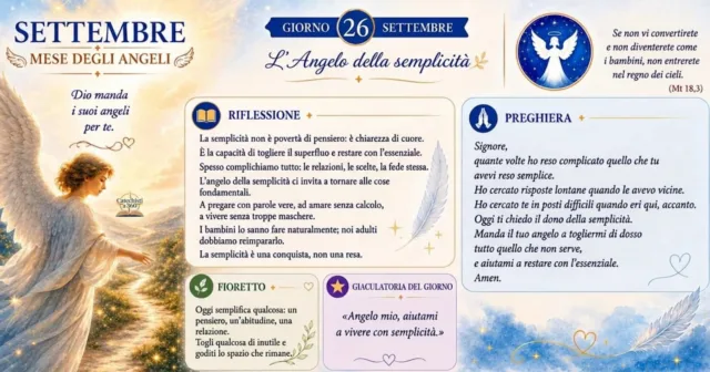 26 settembre 2026 mese degli angeli 26 settembre: L'Angelo della semplicità