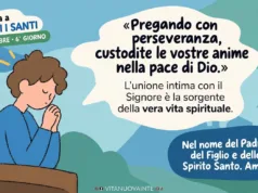 Novena a Tutti i Santi – 6° giorno: l’unione con il Signore nella preghiera Persona in preghiera silenziosa davanti a una croce e a una candela accesa, per la novena a Tutti i Santi