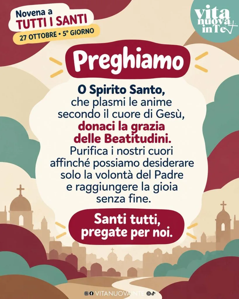 Preghiera del 5° giorno: «O Spirito Santo, donaci la grazia delle Beatitudini» e invocazione ai Santi